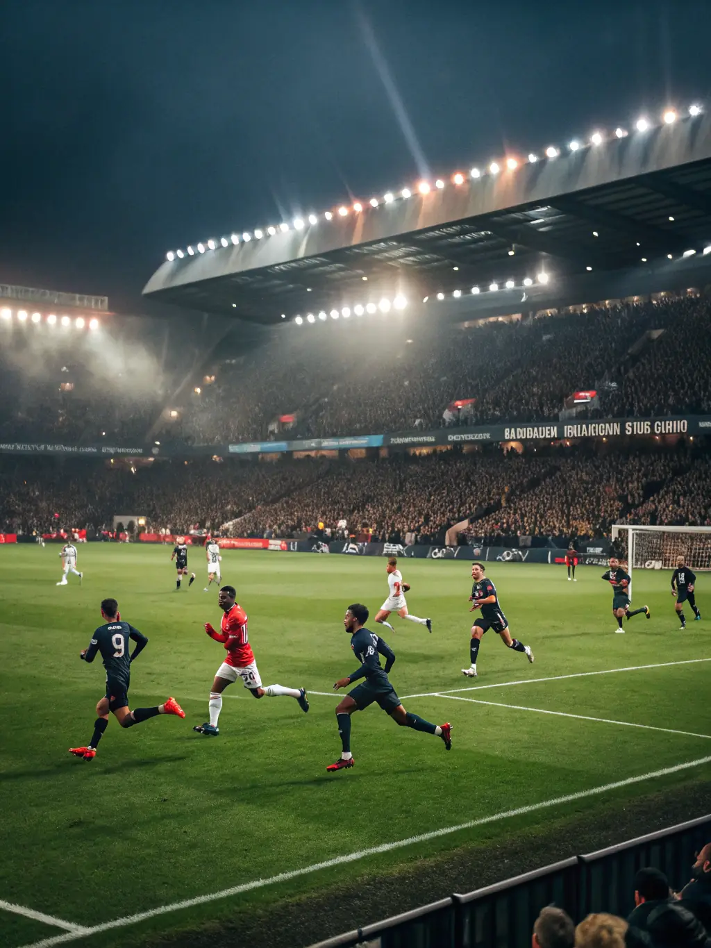 A vibrant image showcasing a soccer stadium during a match, capturing the excitement and energy of live sports betting on New88.